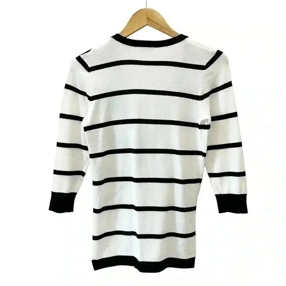 Ricki’s Wrap Front Sweater Deep V Neckline Thin Knit Black & White Stripes XS - Picture 14 of 16